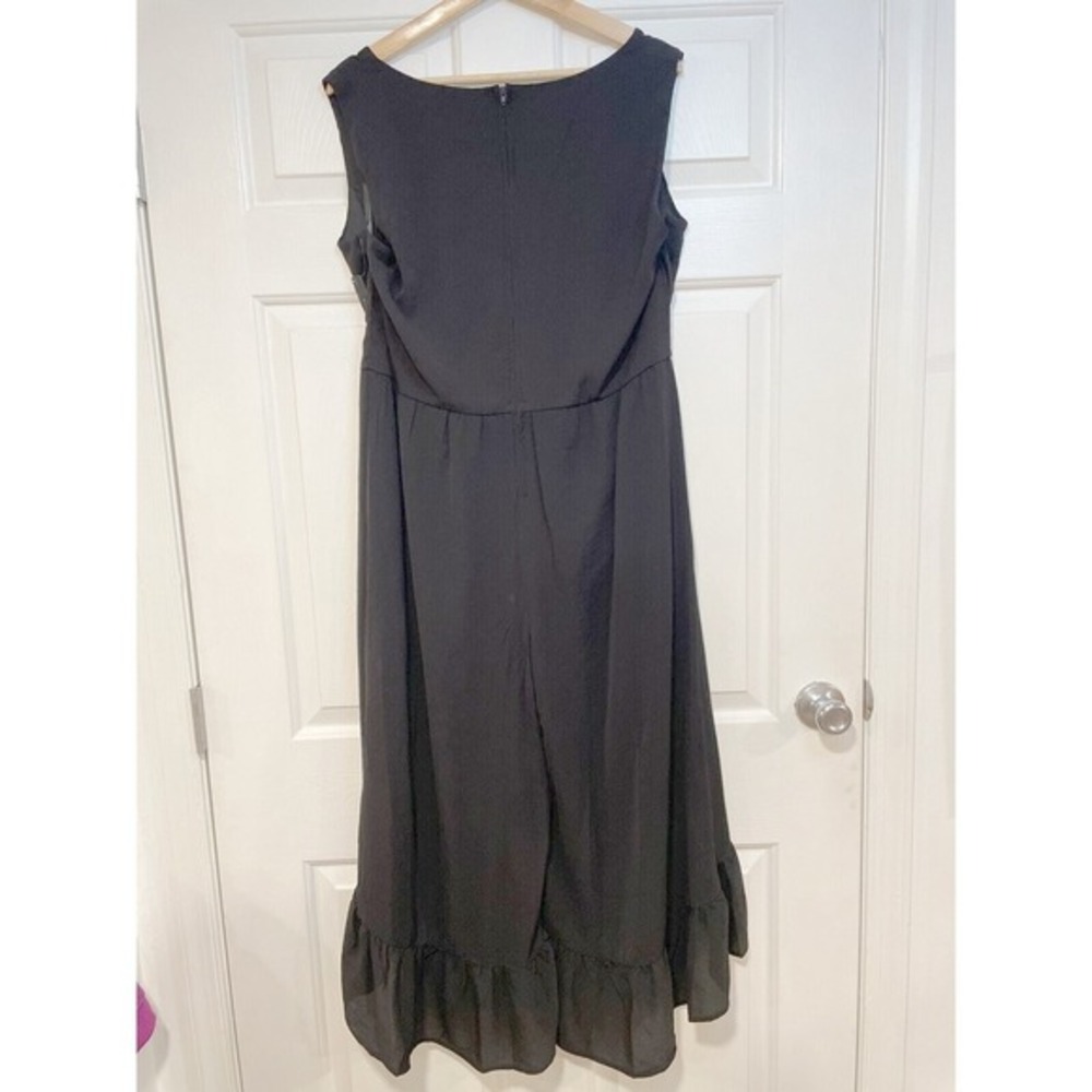 Lily Black Wide Leg Ruffle Cuff Crop Sleeveless Jumpsuit XL Romantic Flowy NEW - Picture 4 of 10